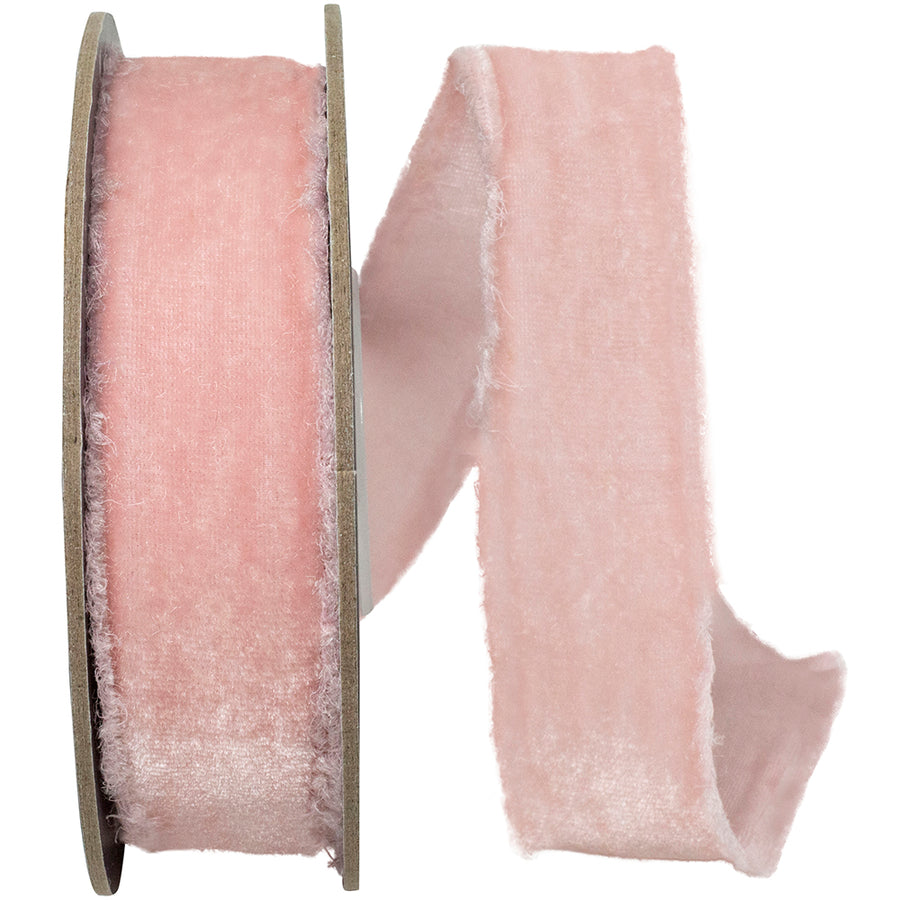 Light 1 Inch Dutchess Velvet Frayed Edge Ribbon for Wreaths & Bows