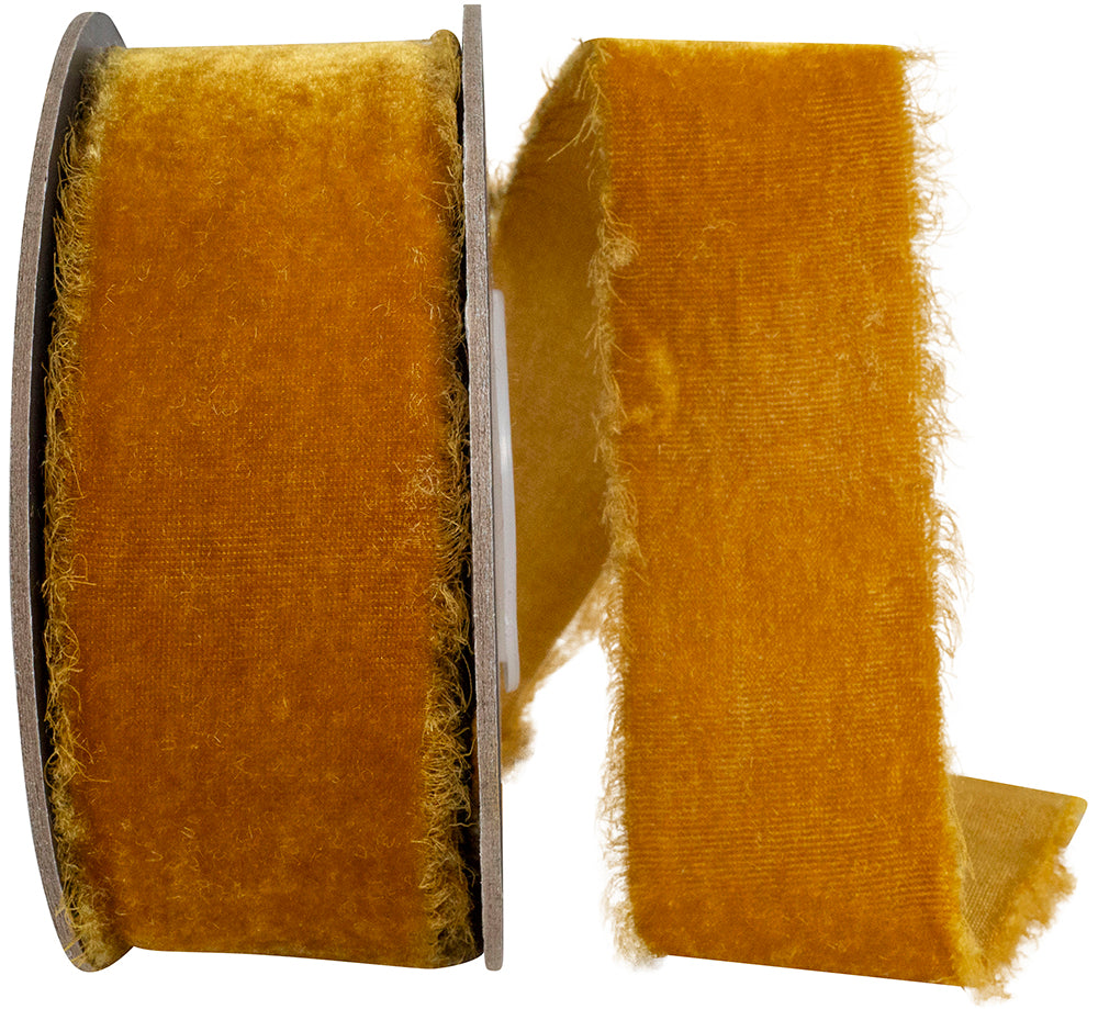 Ginger 1-1 2 Inch Dutchess Velvet Frayed Edge Ribbon for Wreaths & Bows