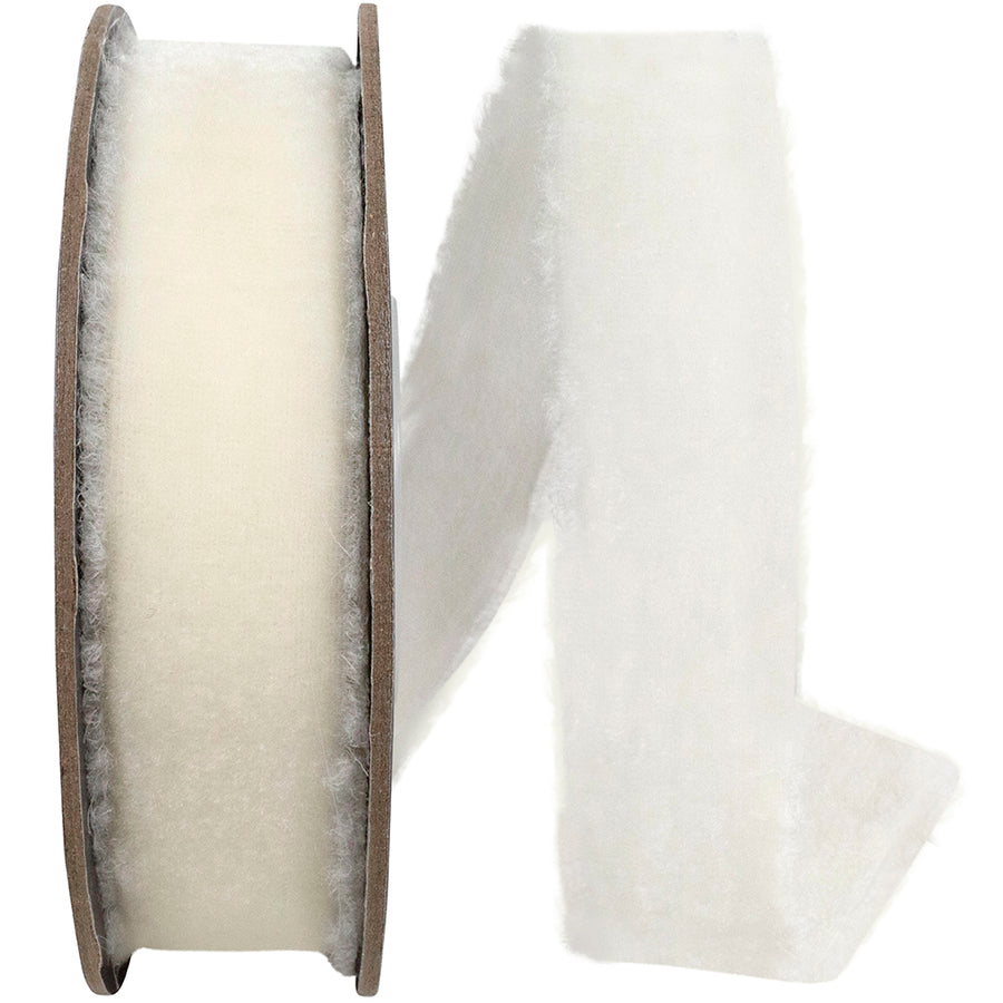 Ivory 1 Inch Dutchess Velvet Frayed Edge Ribbon for Wreaths & Bows