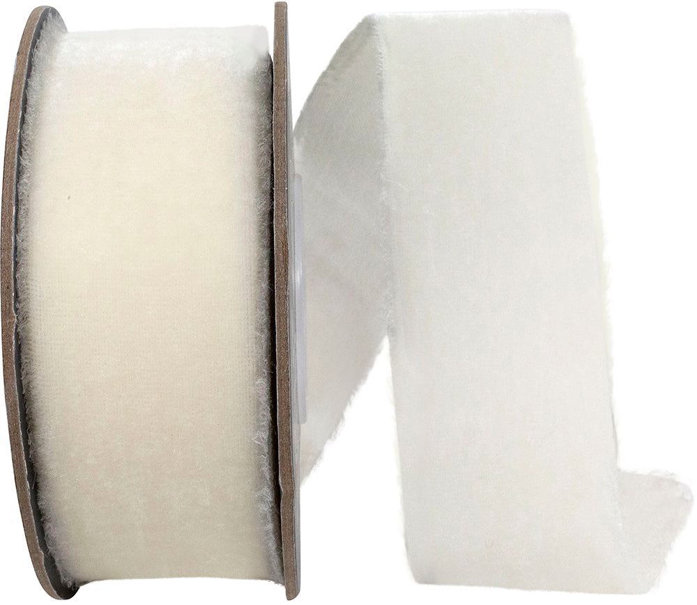 Ivory 1-1 2 Inch Dutchess Velvet Frayed Edge Ribbon for Wreaths & Bows