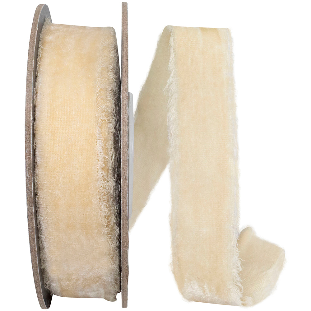 Raw 1 Inch Dutchess Velvet Frayed Edge Ribbon for Wreaths & Bows