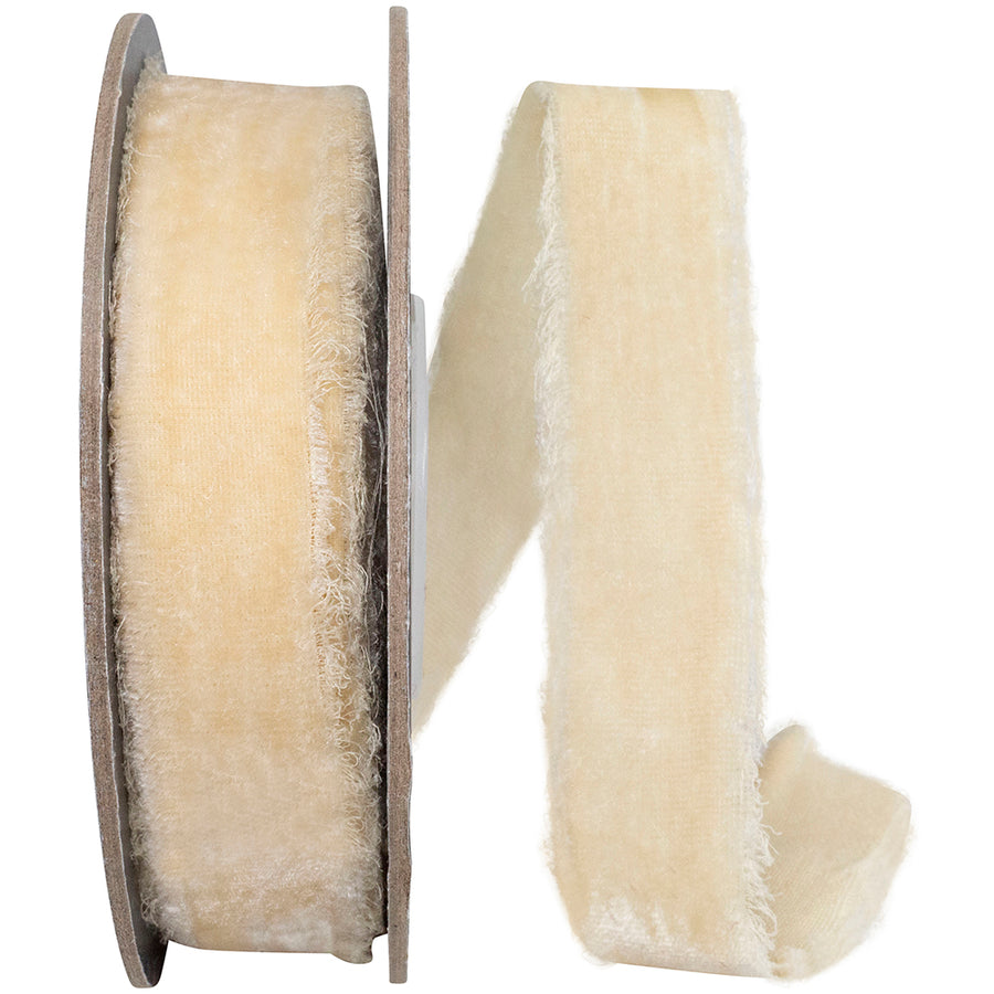 Raw 1 Inch Dutchess Velvet Frayed Edge Ribbon for Wreaths & Bows