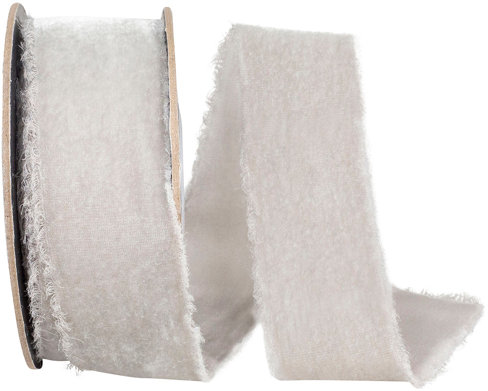 Grey 1-1 2 Inch Dutchess Velvet Frayed Edge Ribbon for Wreaths & Bows