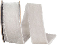 Grey 1-1 2 Inch Dutchess Velvet Frayed Edge Ribbon for Wreaths & Bows