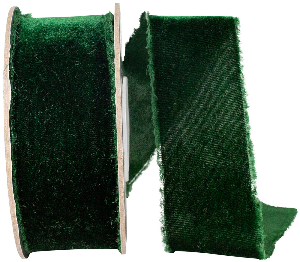 Forest 1-1 2 Inch Dutchess Velvet Frayed Edge Ribbon for Wreaths & Bows