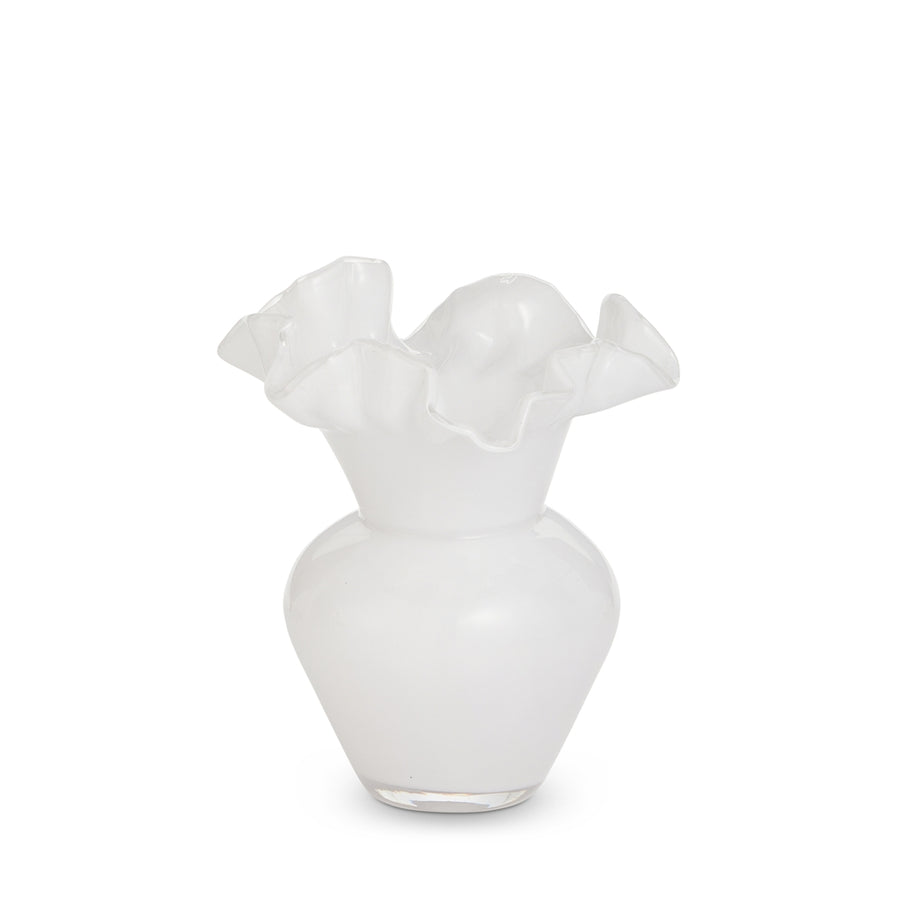 8" White Ruffle Vase
