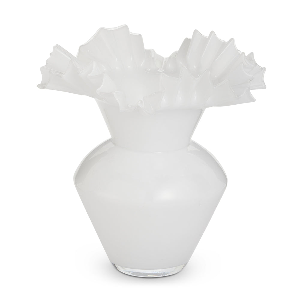 14.5" White Ruffle Vase