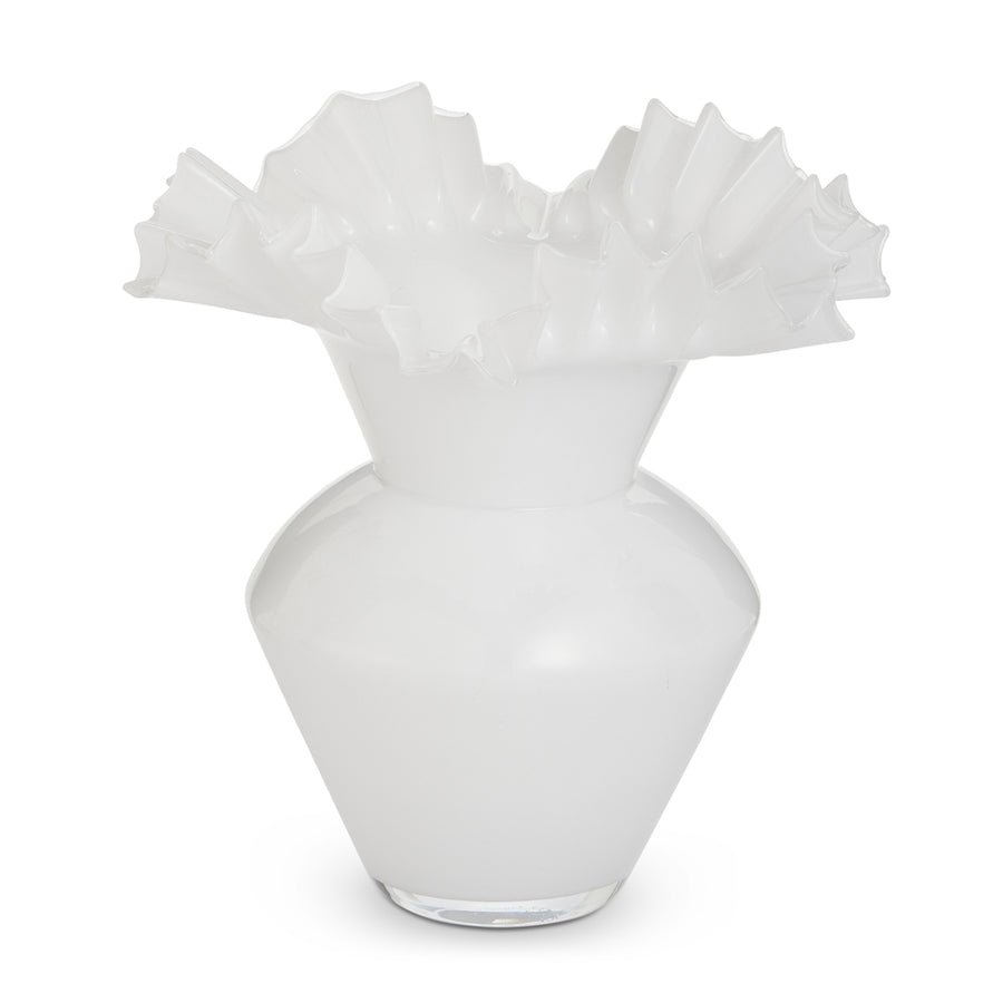 14.5" White Ruffle Vase