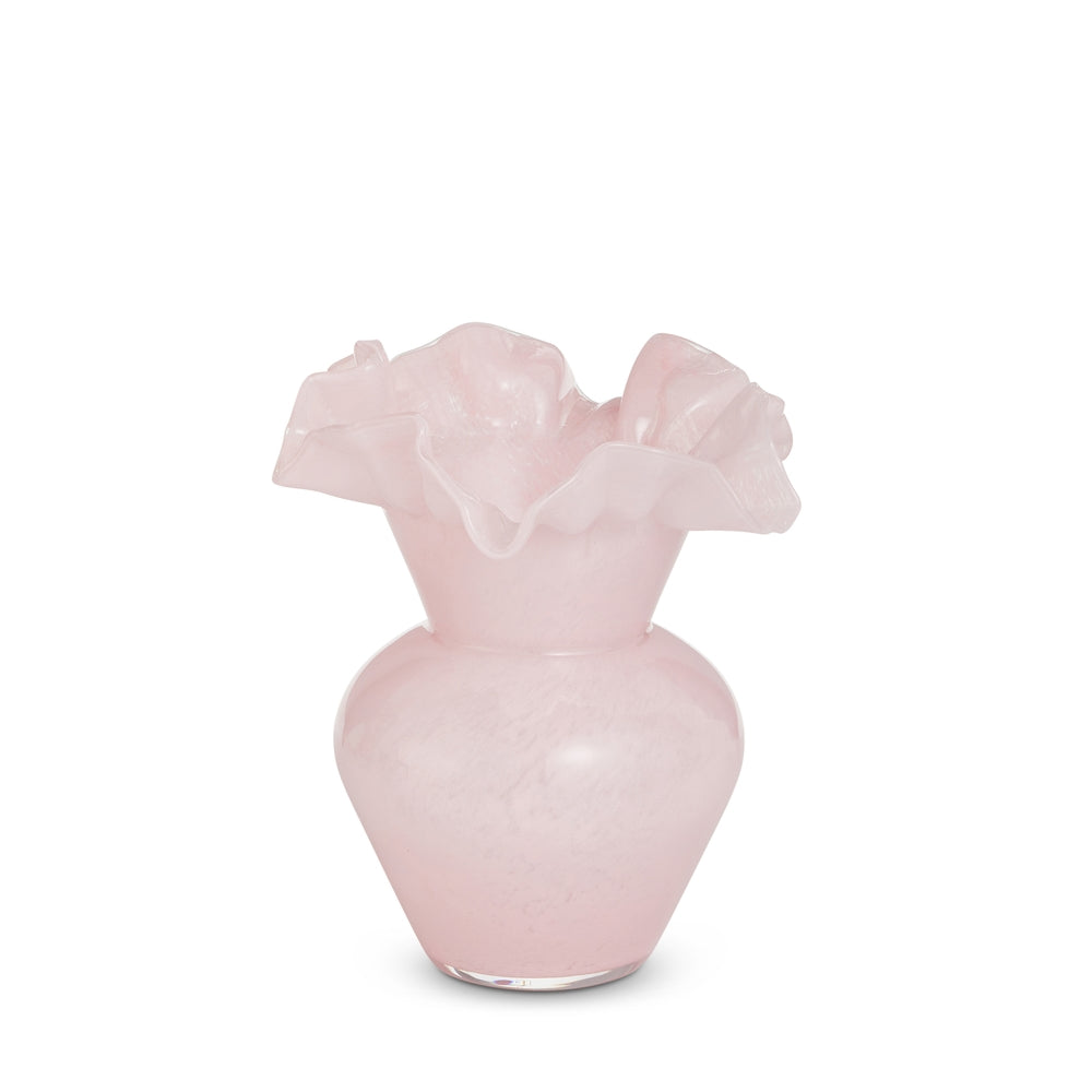 8" Pale Pink Ruffle Vase