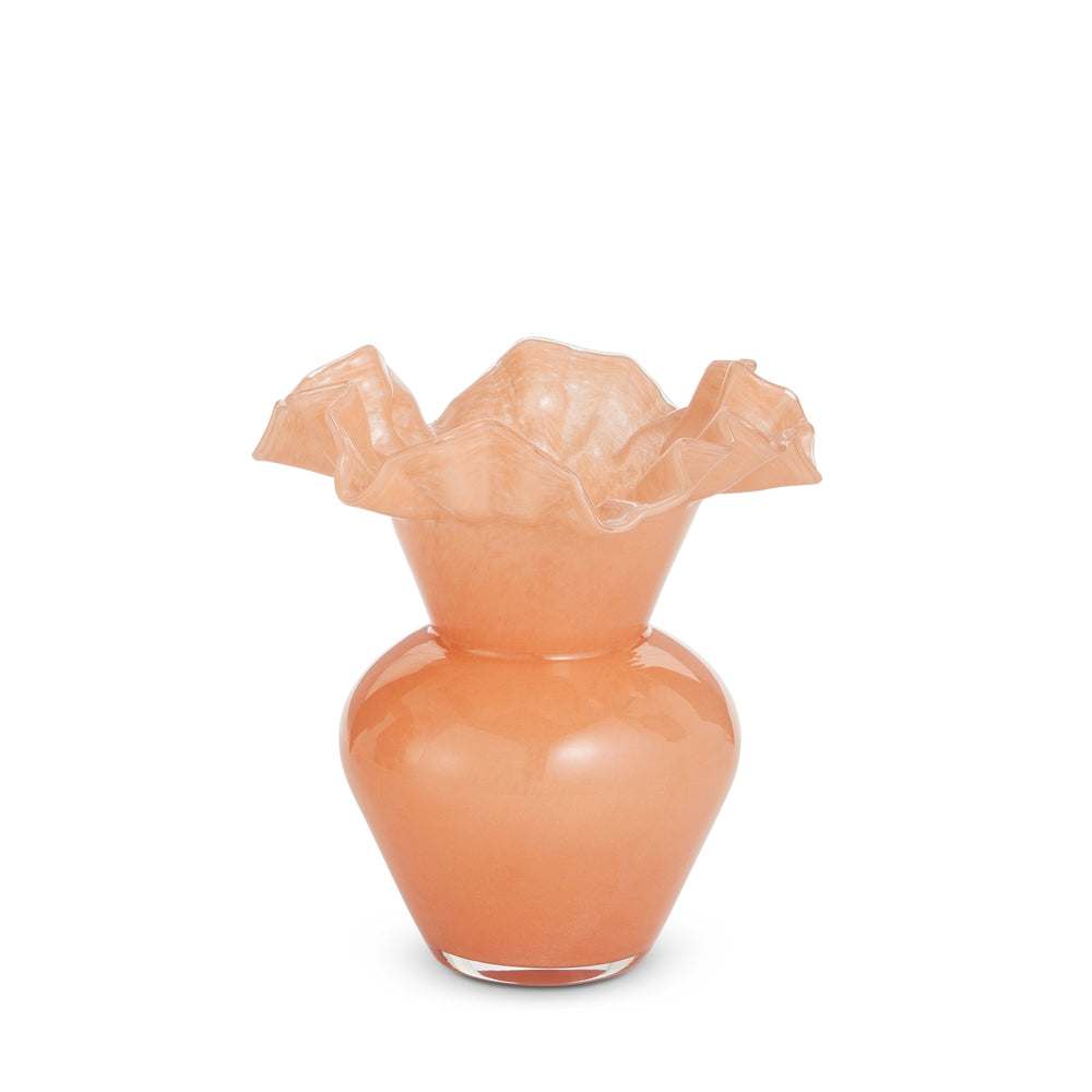 8" Orange Ruffle Vase