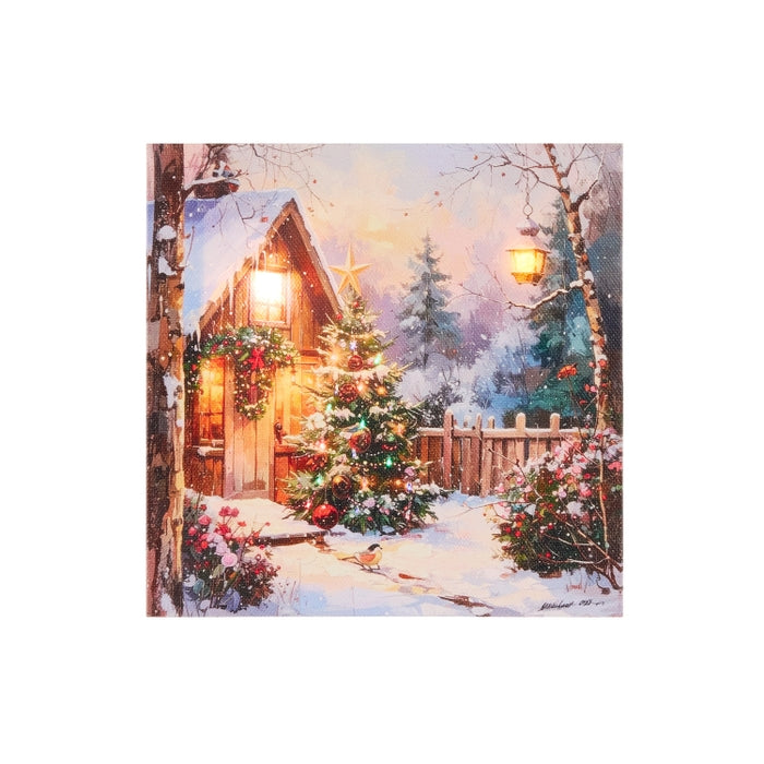 6" Holiday Cabin Mini Lit Print