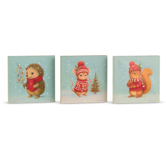 6" Cozy Critter Christmas Lit Print