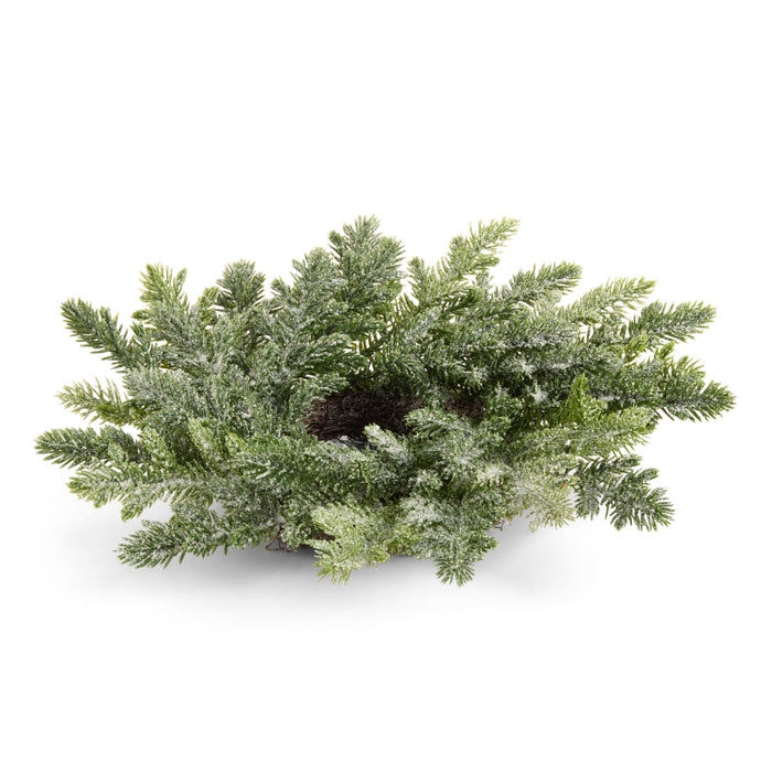 10" Iced Pine Mini Wreath Candle ring