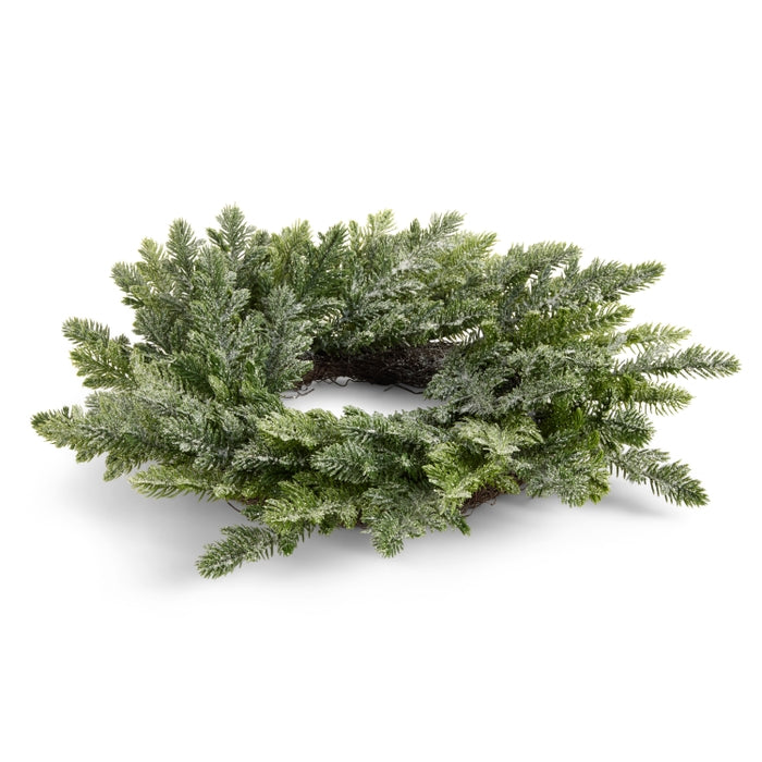 12" Iced Pine Mini Wreath Candle Ring