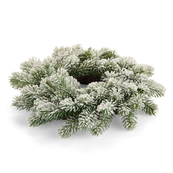 12" Flocked Pine Mini Wreath Candle Ring