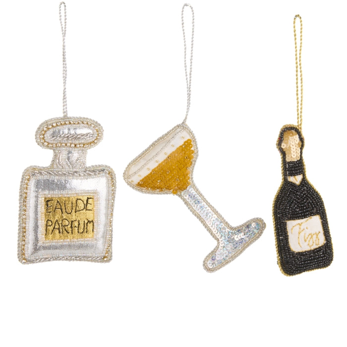 4.5" Beaded Bows and Baubles Ornaments