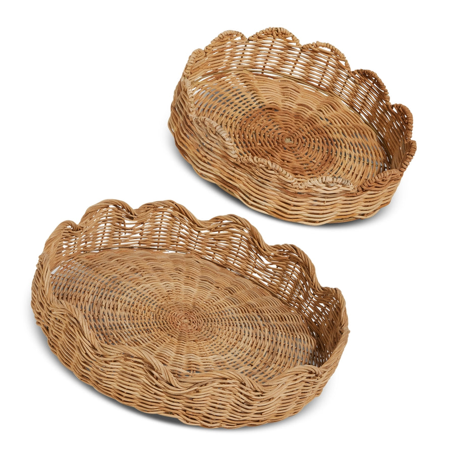 16" Wicker Scalloped Edge Trays