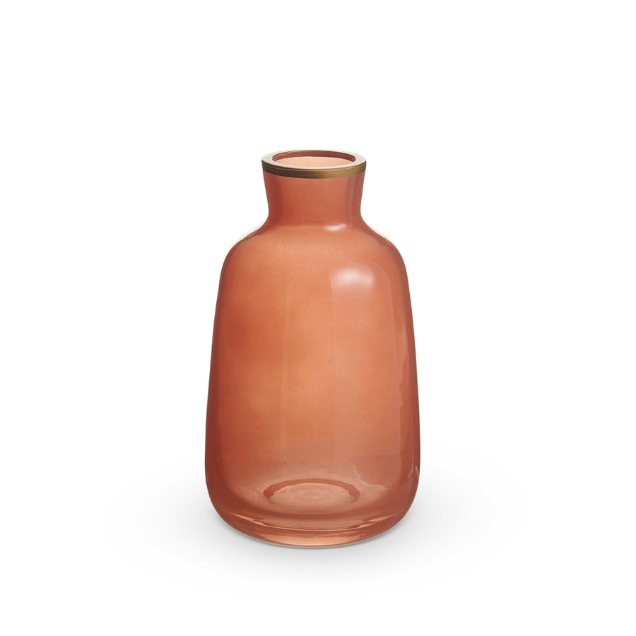 6.5" Coral Bud Vase with Gold Rim