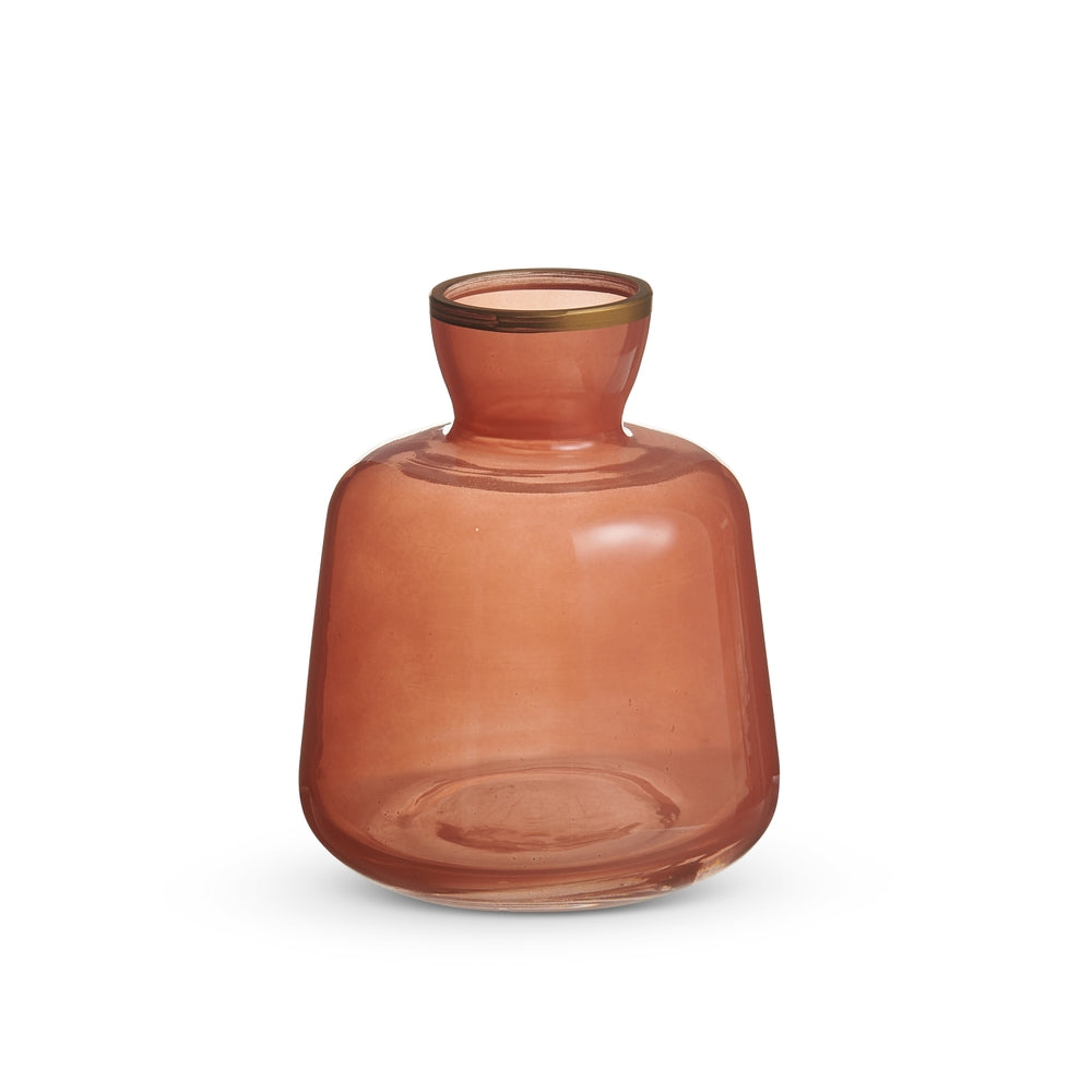 5" Coral Bud Vase with Gold Rim