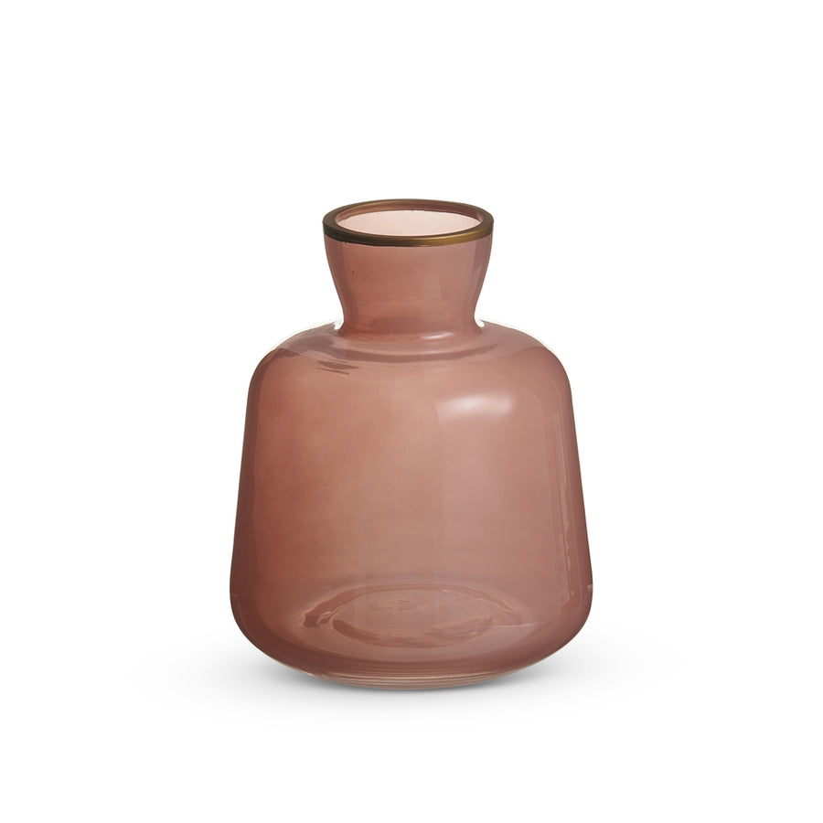 5" Pink Bud Vase with Gold Rim