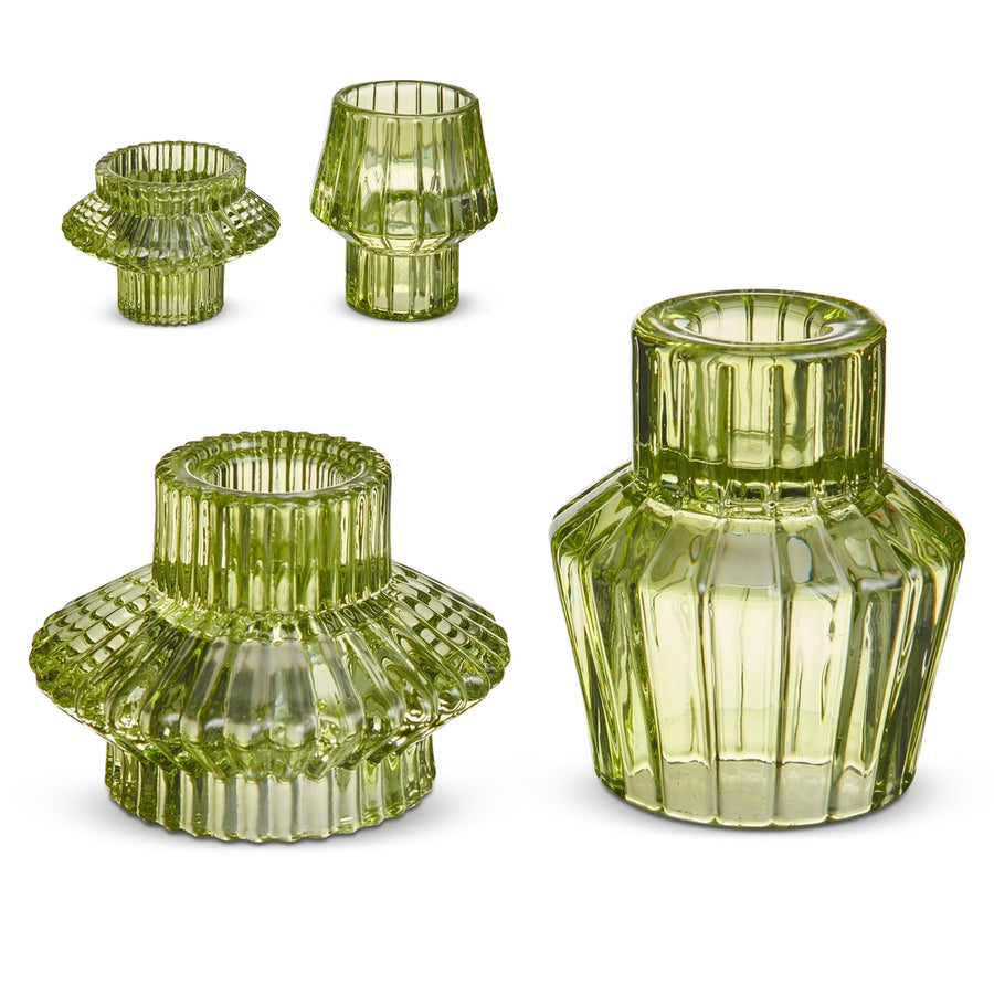 3" Green Vintage Candle Holders