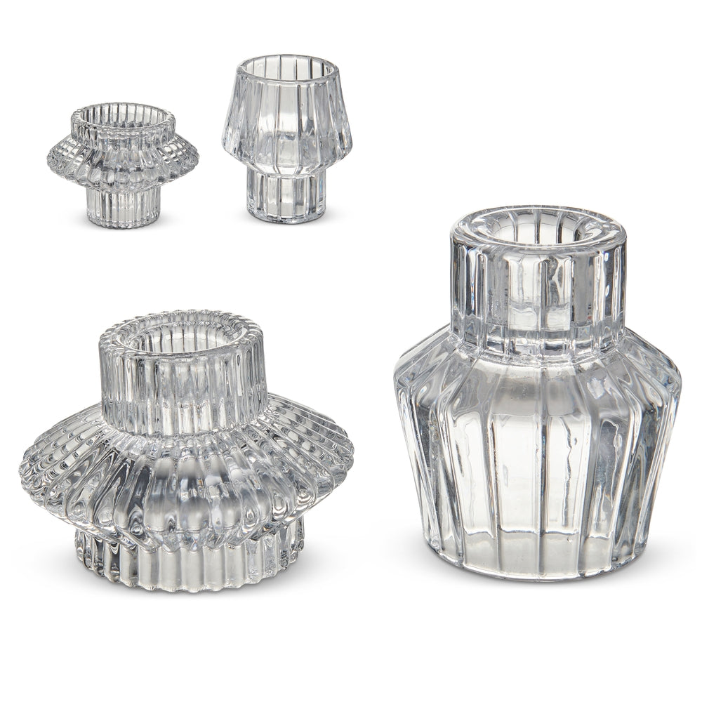 3" Clear Vintage Candle Holders