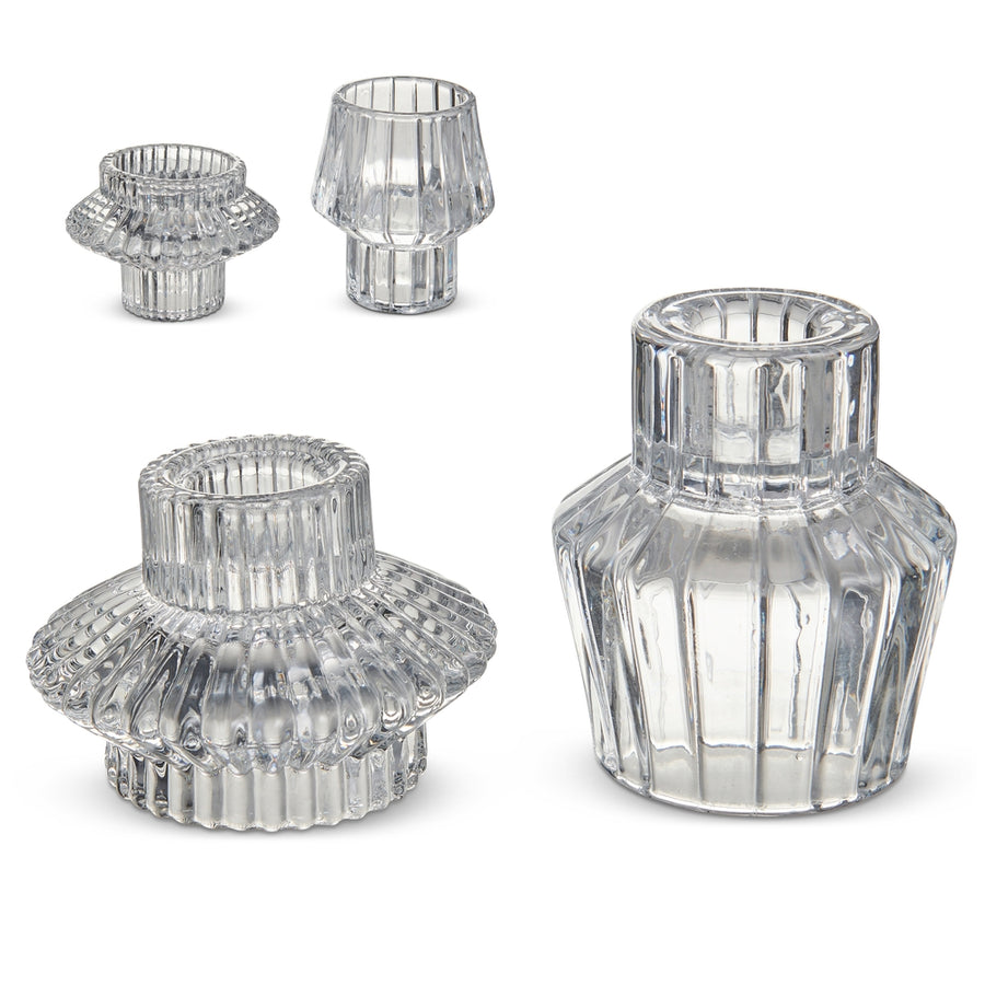 3" Clear Vintage Candle Holders