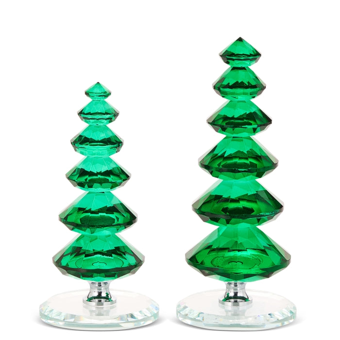 8.25" Green Glass Trees