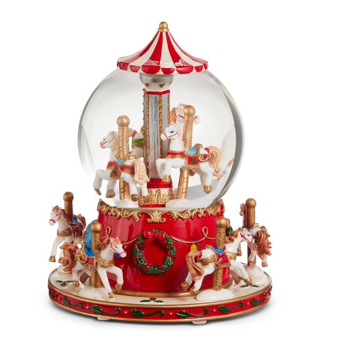 8" Animated Musical Carousel Water Globe