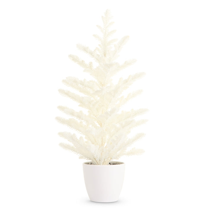 20" Potted White Glitter Tree