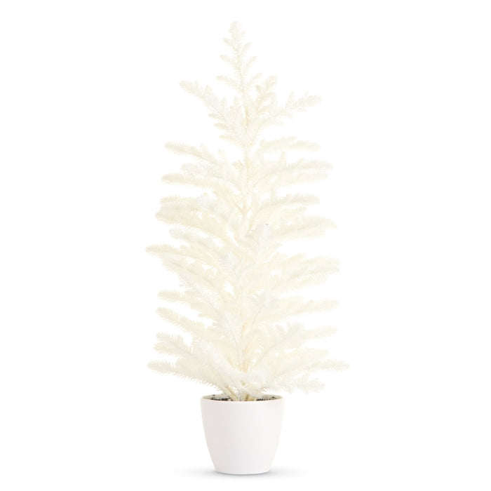 24.5" Potted White Glitter Tree