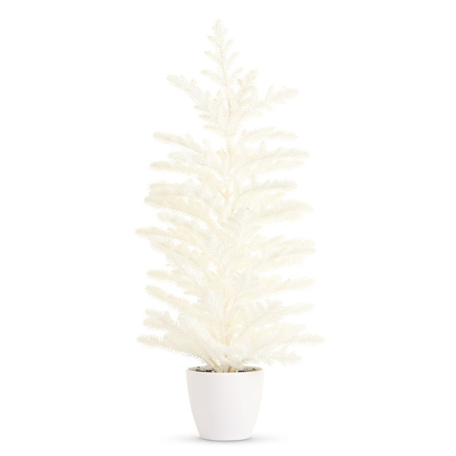24.5" Potted White Glitter Tree
