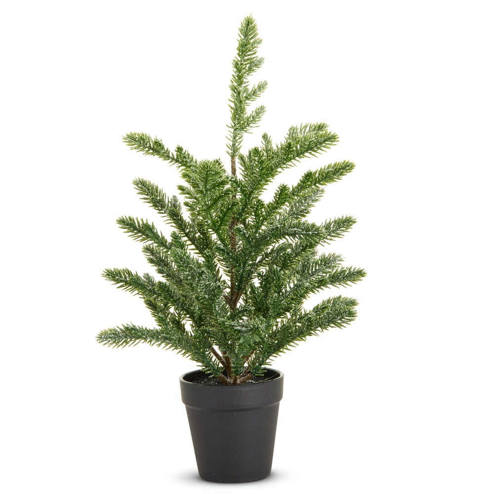 16" Potted Iced Pine Tree