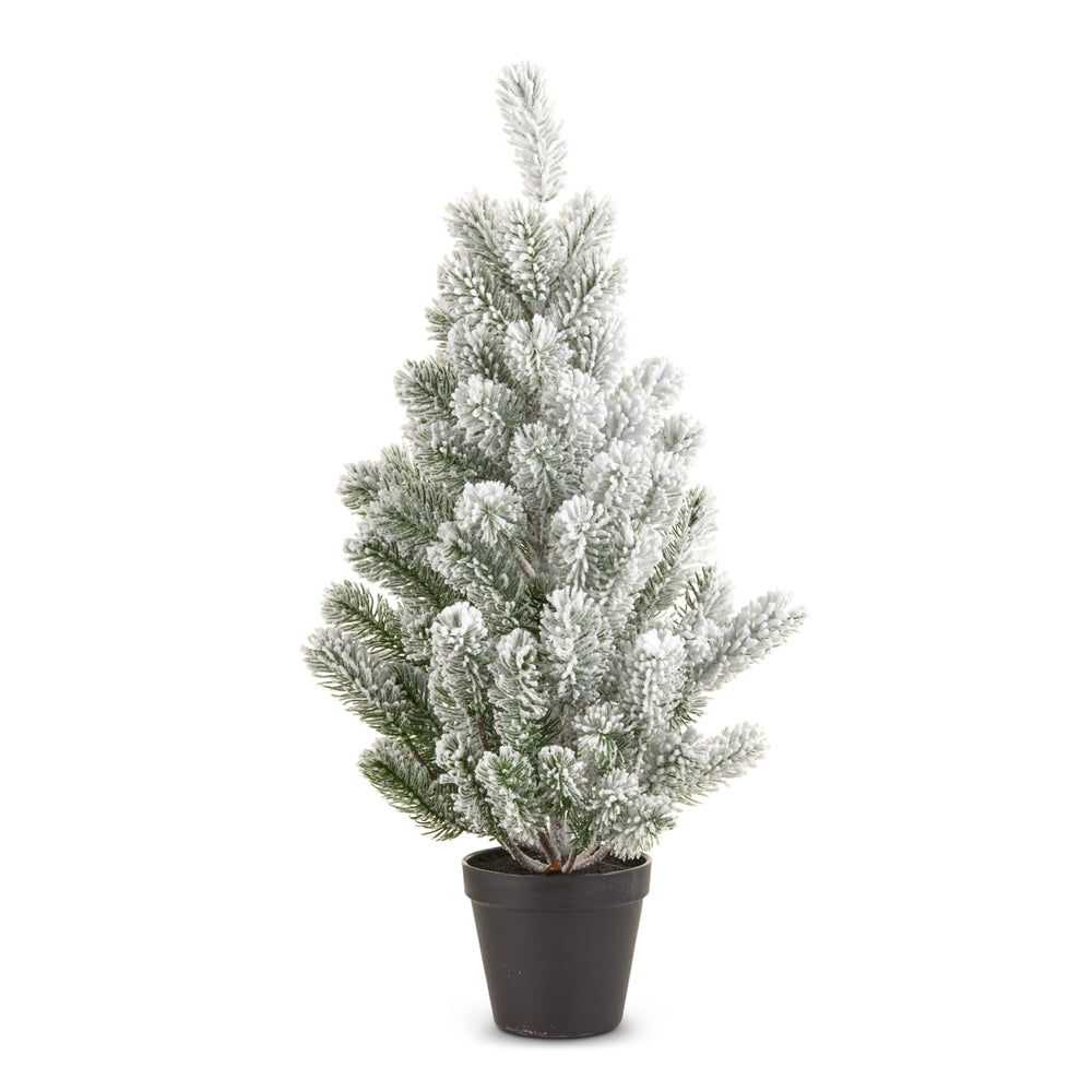 24" Potted Flocked Pine Tree