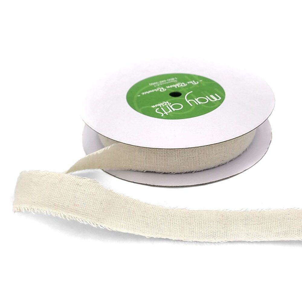 1 Inch Frayed Edge Cotton Ribbon – 468-1-01 ANTIQUE IVORY FRAYED COTTON BLEND RIBBON