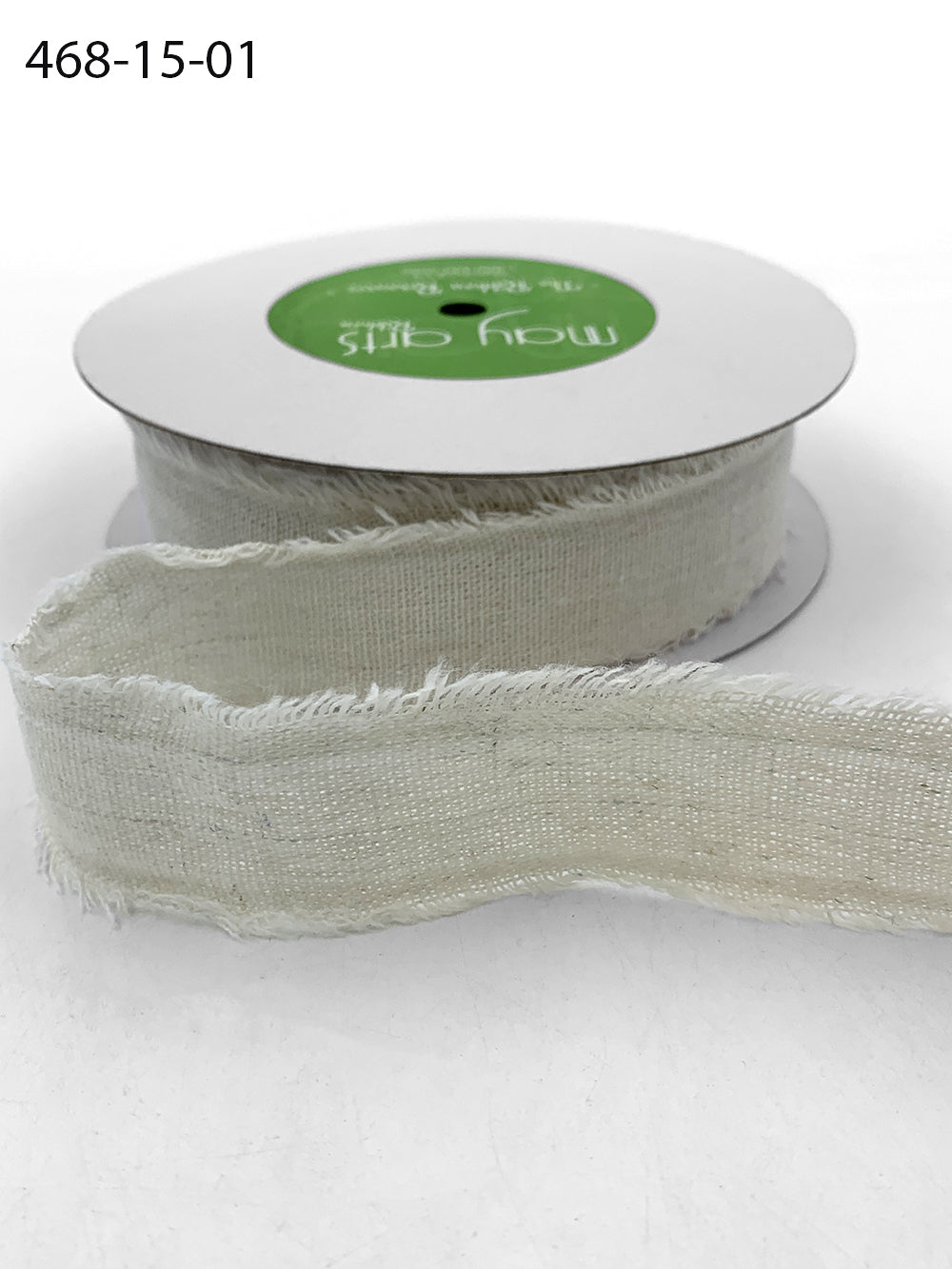 1.5 Inch Frayed Edge Cotton Ribbon – 468-15-01 ANTIQUE IVORY FRAYED COTTON BLEND RIBBON