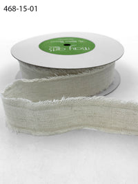 1.5 Inch Frayed Edge Cotton Ribbon – 468-15-01 ANTIQUE IVORY FRAYED COTTON BLEND RIBBON
