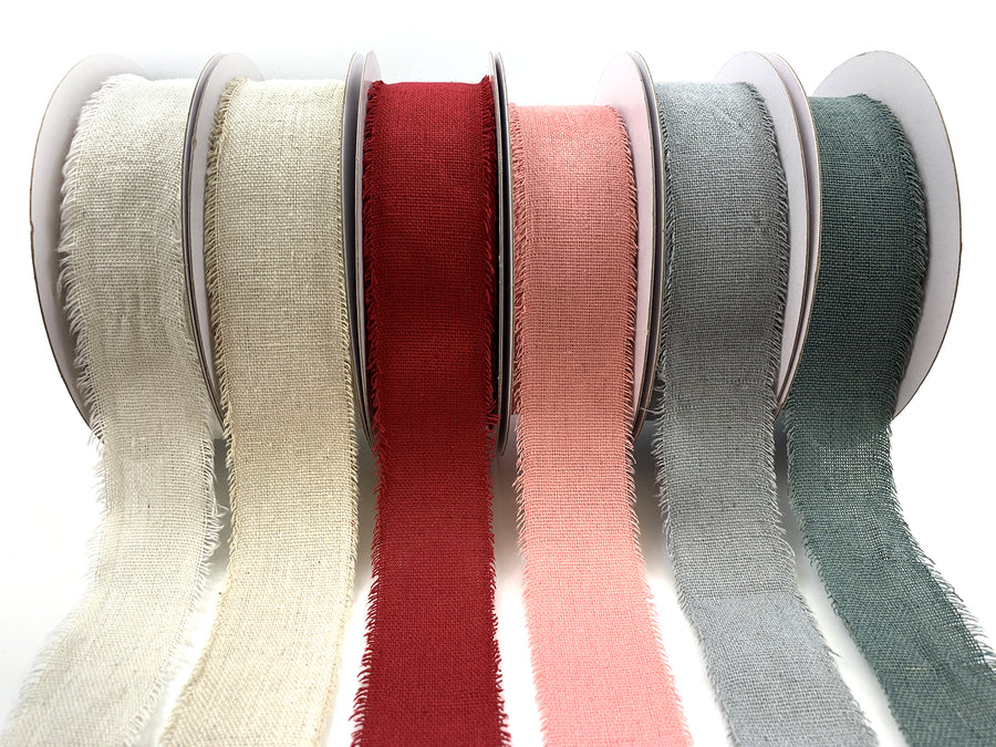 1.5 Inch Frayed Edge Cotton Ribbon – 468-15-17 DUSTY PINK COTTON BLEND RIBBON