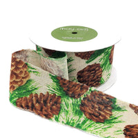 2.5 Inch Vintage Inspired Print Cotton Blend Ribbon – 468-25-15 Pinecones
