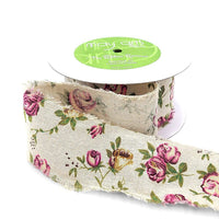2.5 Inch Vintage Inspired Print Cotton Blend Ribbon – 468-25-17 Pink Floral