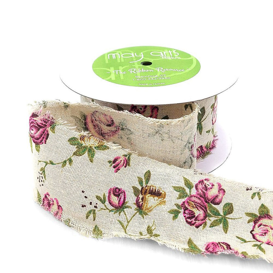 2.5 Inch Vintage Inspired Print Cotton Blend Ribbon – 468-25-17 Pink Floral