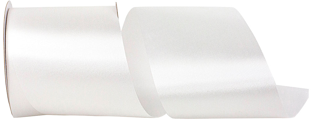 White 4 Inch Single Face Satin Allure Sfs Cooler Ribbon for Wreaths & Bows
