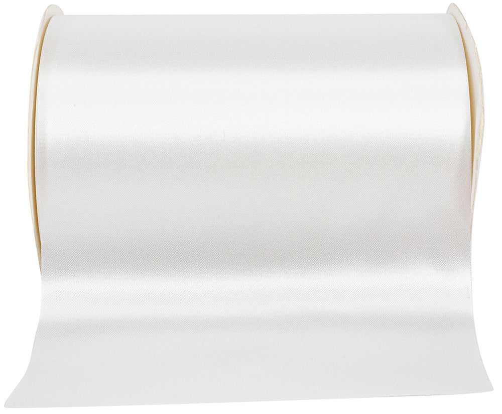 White 6 Inch Single Face Satin Allure Sfs Cooler Ribbon for Wreaths & Bows