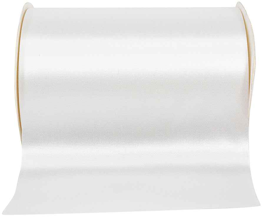 White 6 Inch Single Face Satin Allure Sfs Cooler Ribbon for Wreaths & Bows