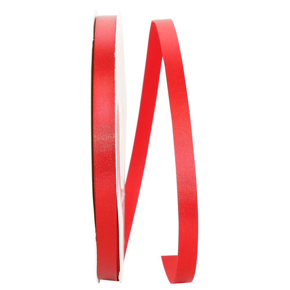 Scarlet Satin Ribbon 3/8 Inch for Wreaths and Bows
