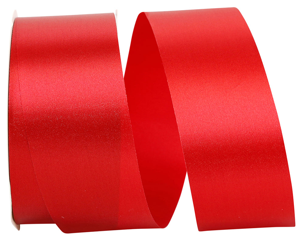 Scarlet Satin Ribbon 1-7/8 Inch for Wreaths and Bows