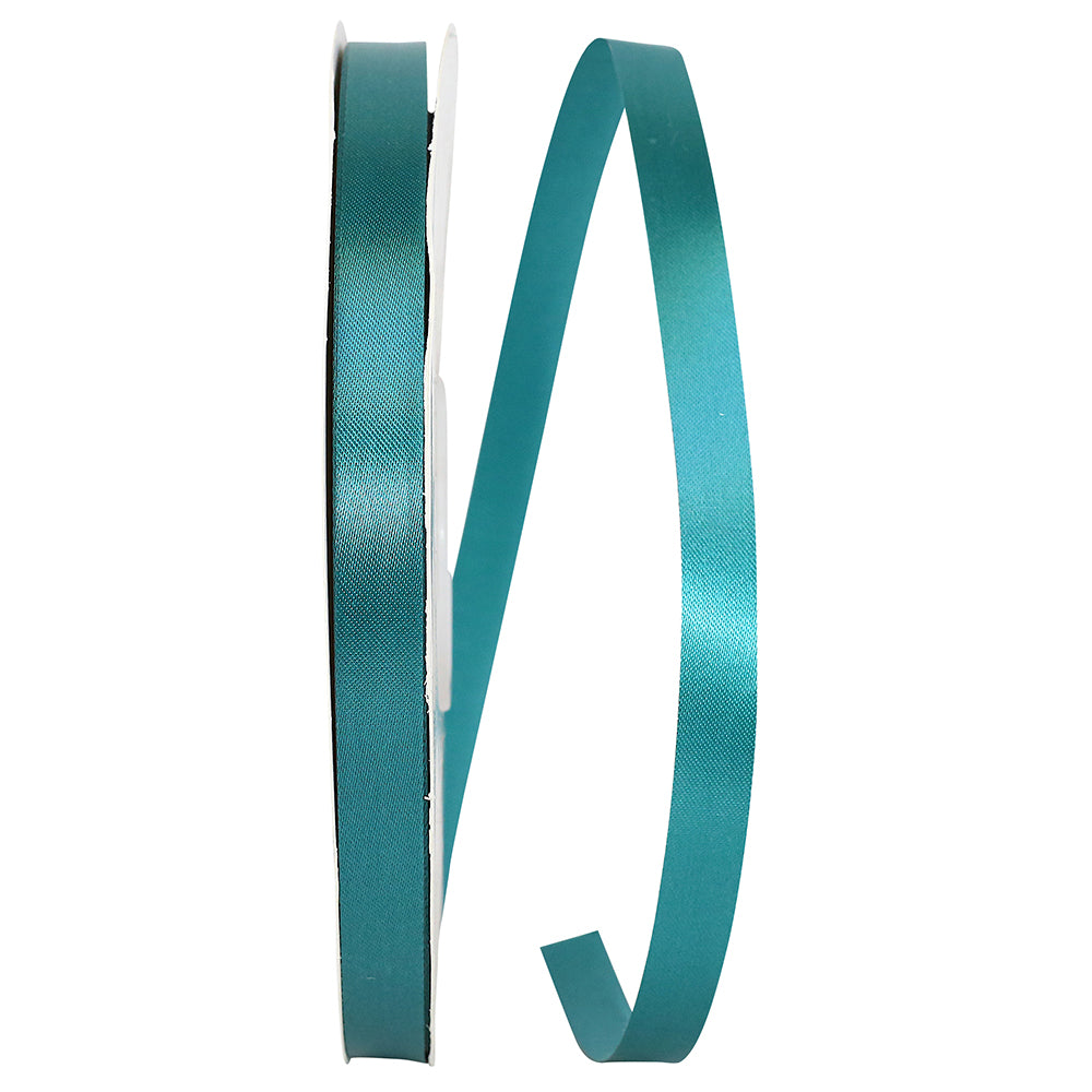 Teal Single Face Satin Ribbon 3/8 Inch for Wreaths