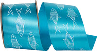 Turquoise Shore Line Fish Ribbon 2-1/2 Inch 25Yds