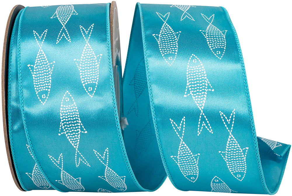 Turquoise Wired Edge Ribbon 2-1/2 Inch for Wreaths