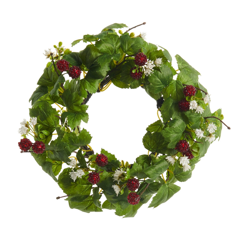 13" Blooming Raspberry Mini Wreath Candle Ring